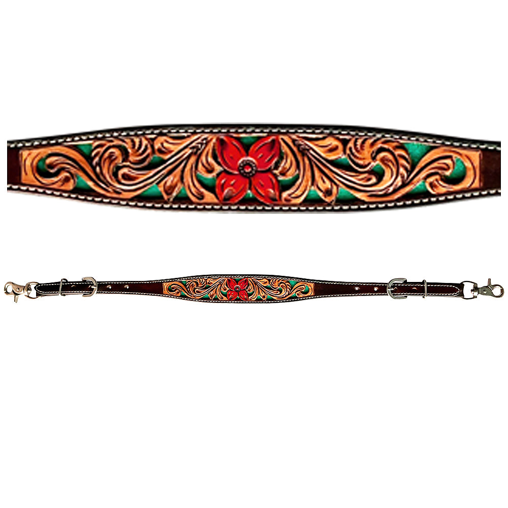 Bar H Equine American Leather Horse Saddle Tack One Ear Headstall Breast Collar Browband Wither Strap Set Tropical Turquoise