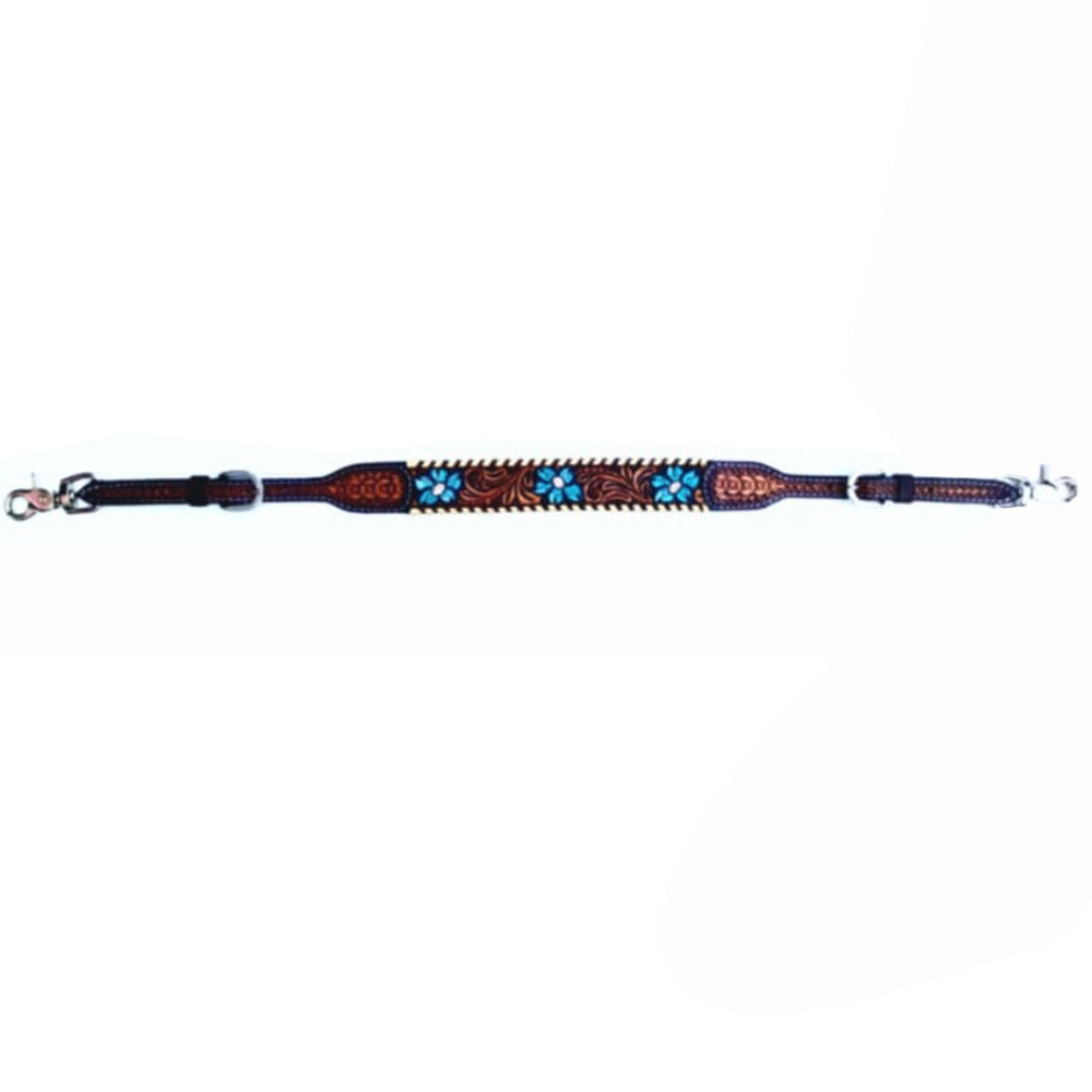 Bar H Equine American Leather Horse Saddle Tack One Ear Headstall Breast Collar Browband Wither Strap Set Turquoise Bloom