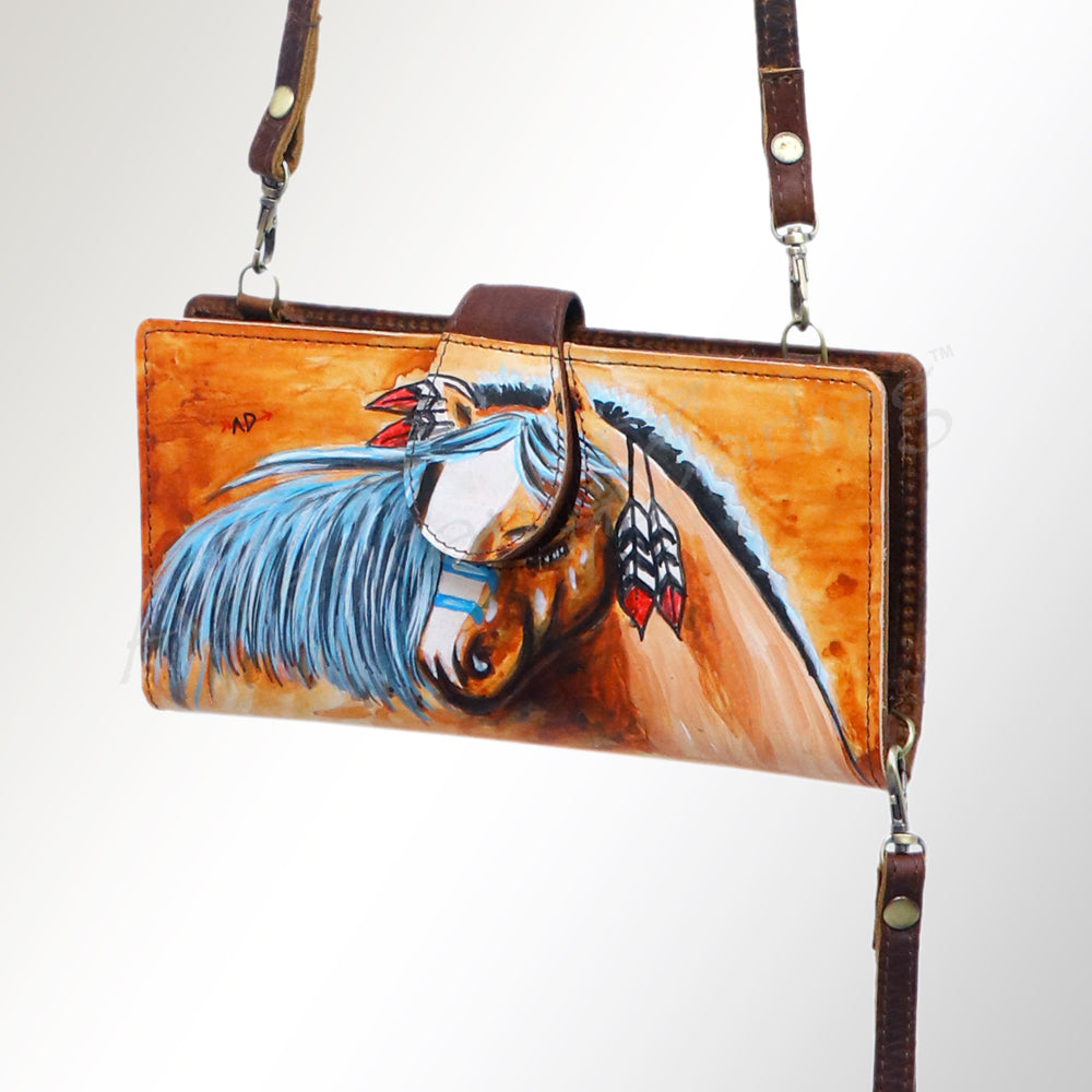American Darling Wristlet, Genuine Leather, Western Vegetable Tanned Full Grain Leather Wallet Clutch with YKK Zipper