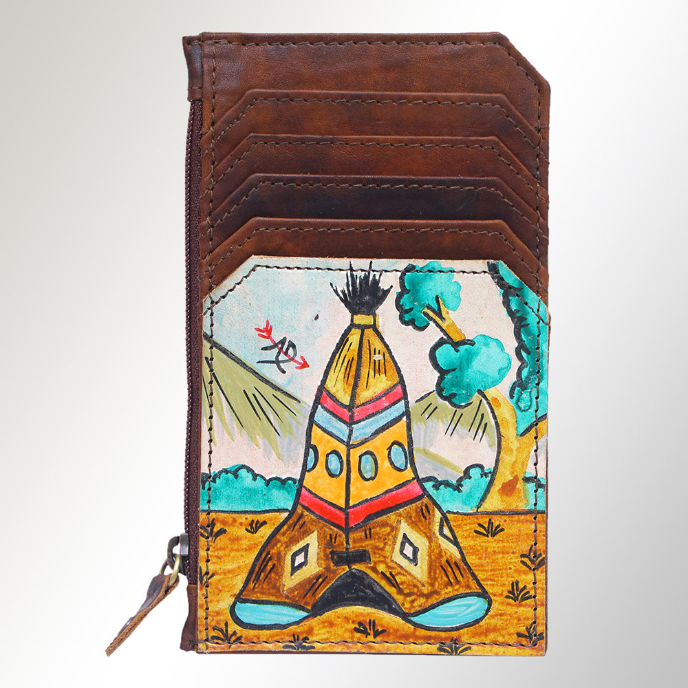 Ameran Darling Women's Card Holder Hnad Painted Full Grain Genuine Leather Handbag and Ladies Purse