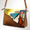 American Darling Cross body Bag, Hand Painted Western Horse Art, Genuine Full Grain Leather Purse, 7in X 4.5in X 12in