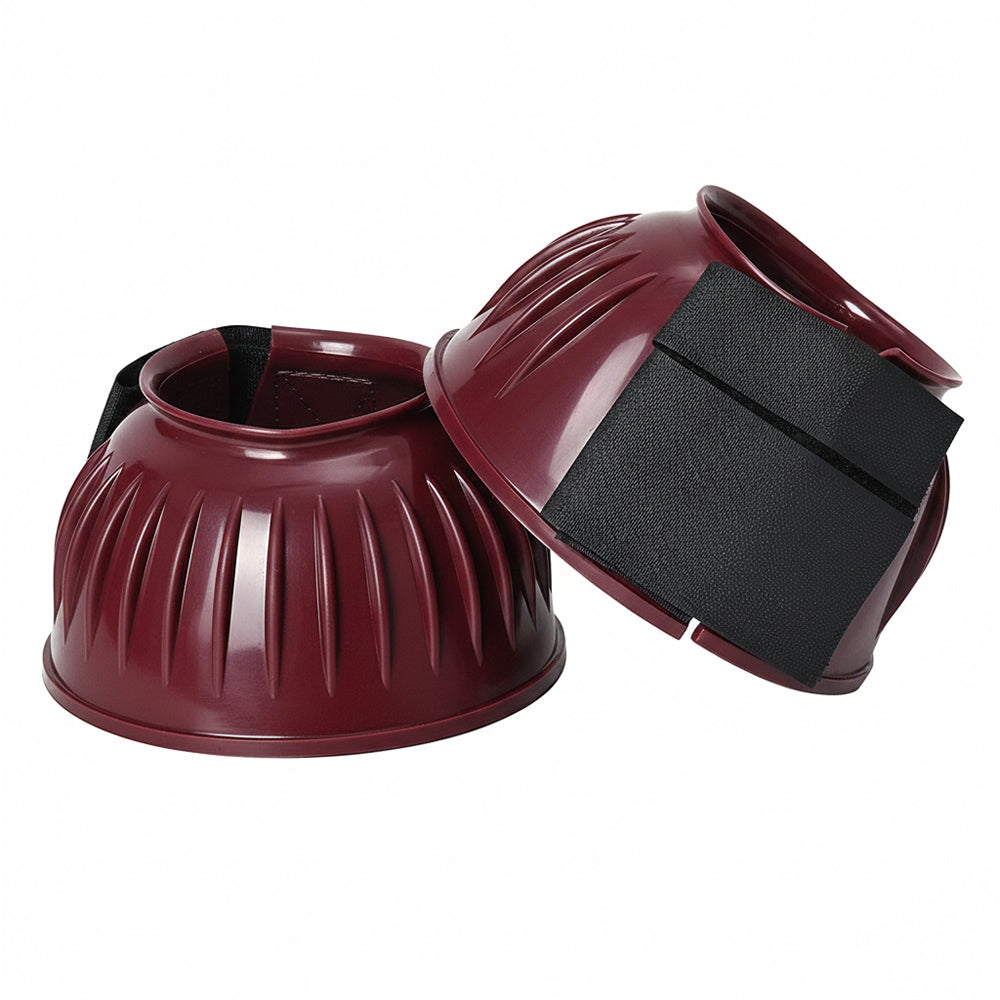 HILASON Western Horse Rubber PVC Ribbed Double Hook and Loop Bell Boots Training Protective Shock Absorbing Leg