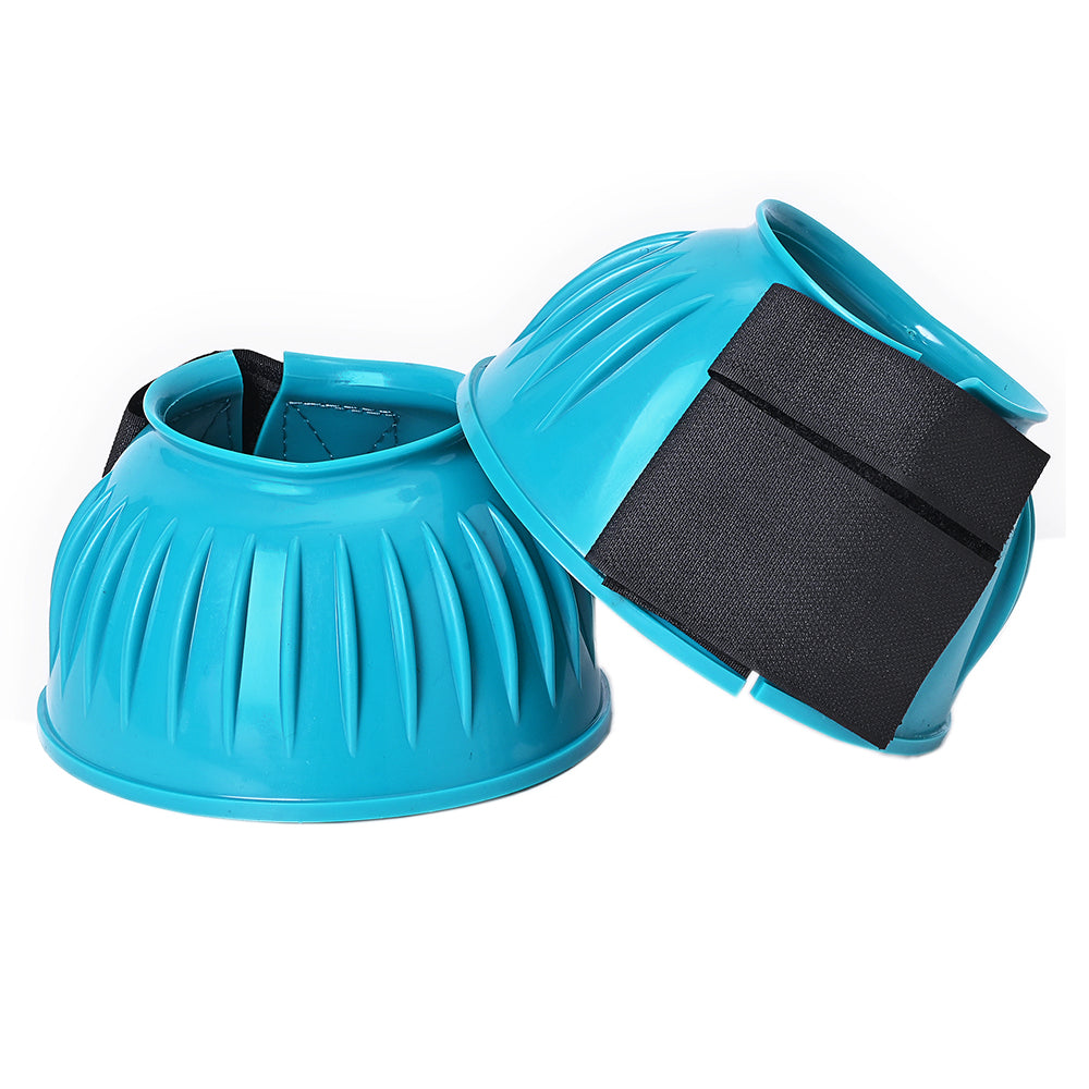 HILASON Western Horse Rubber PVC Ribbed Double Hook and Loop Bell Boots Training Protective Shock Absorbing Leg
