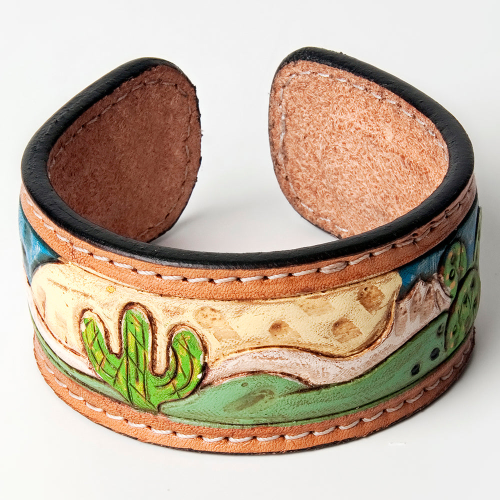 American Darling ADBRF159 Hand tooled carved Genuine Leather Bracelet women