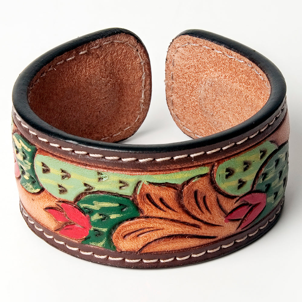 American Darling ADBRF160 Hand tooled carved Genuine Leather Bracelet women