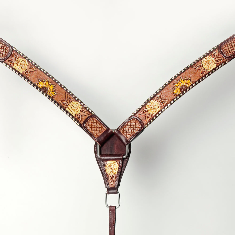 AMERICAN DARLING Western Horse Headstall Breast Collar Set Leather