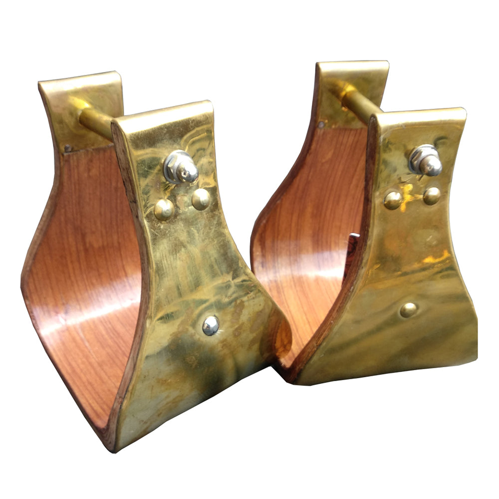 Hilason Western Horse Saddle Stirrup Leather Brass Stirrups Pair