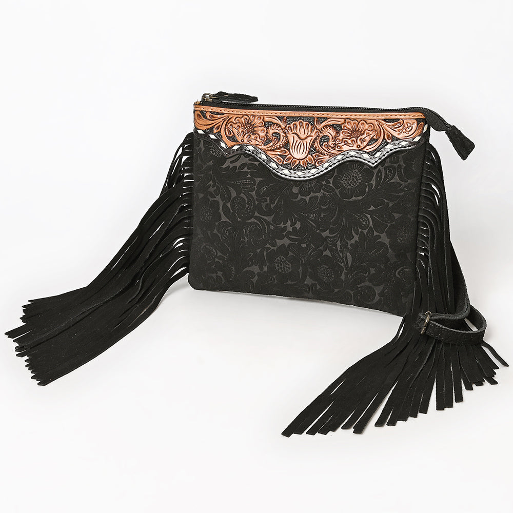 American Darling Western Small Crossbody Bag – Genuine Hair-On Cowhide Leather with Fringes, Adjustable Strap, Handcrafted in Texas