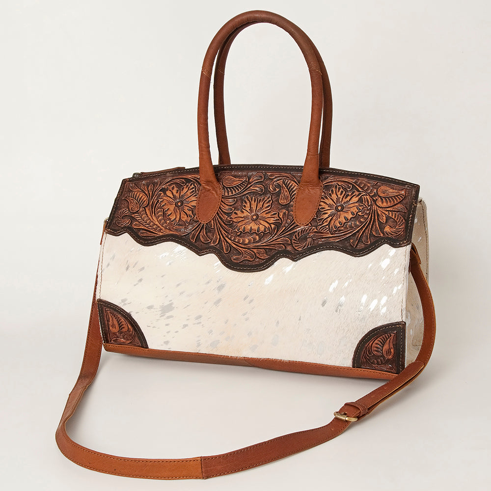 American Darling Duffel Hand Tooled Hair on Genuine Leather Western Women Bag | Handbag Duffle Weekend Travel Bags
