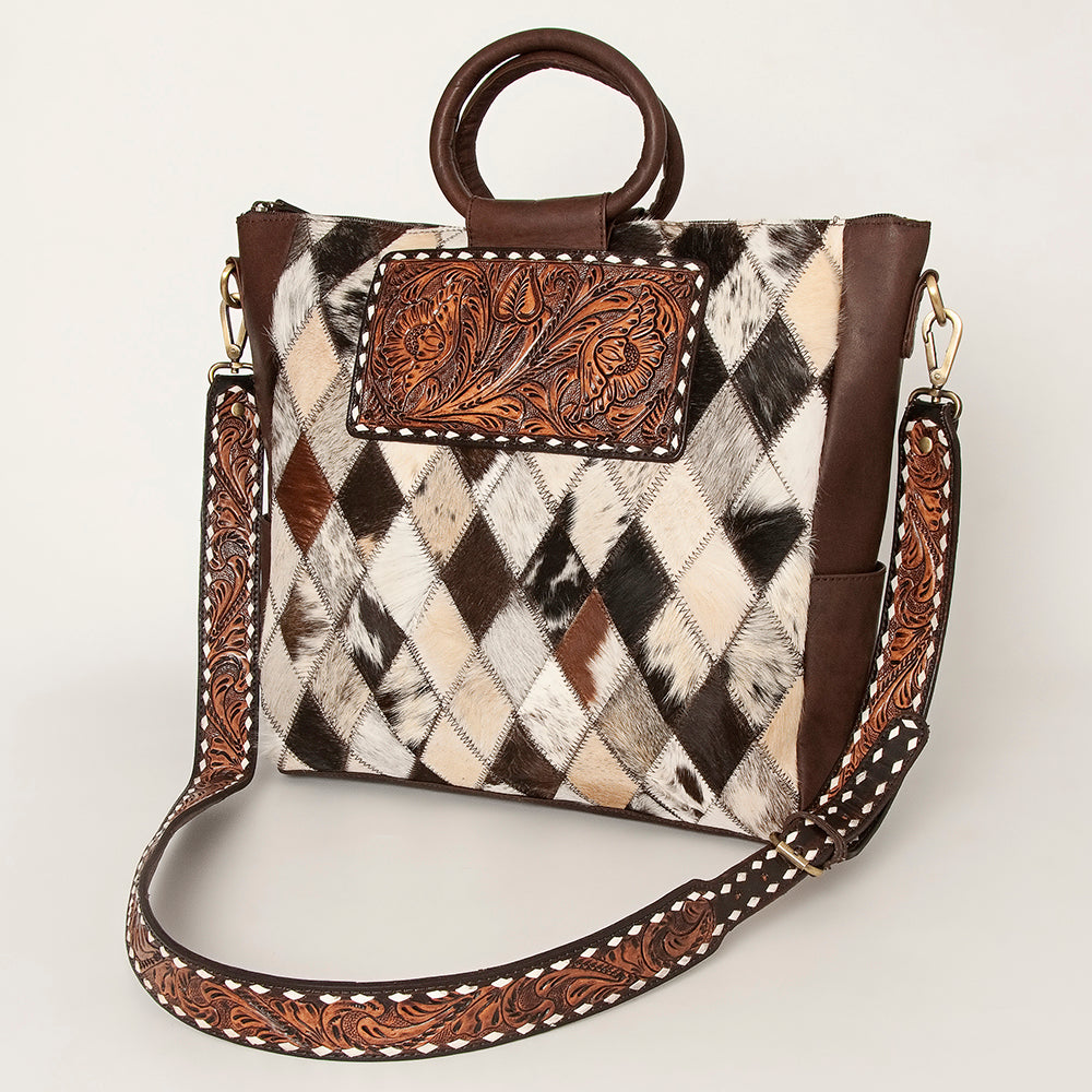 American Darling Tote Hand Tooled Hair On Genuine Leather Western Women Bag Handbag Purse | Travel Bags College Casual