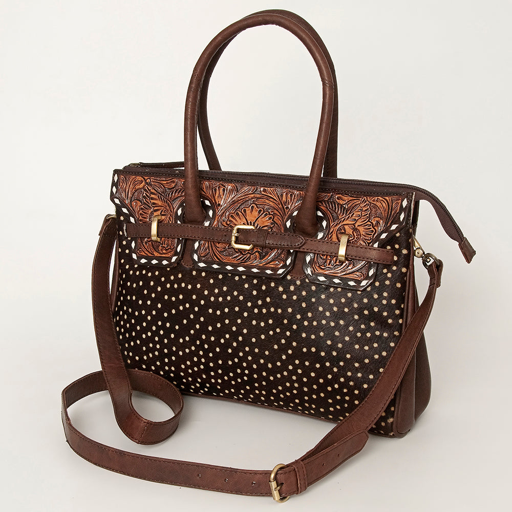 American Darling Tote Hand Tooled Hair on Genuine Leather Western Women Bag Handbag Purse | Travel Bags College Casual