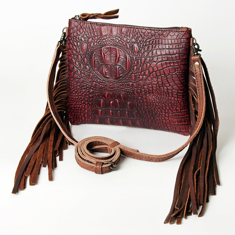 Ameran Darling Women's Crossbody Bag Western Crocodile Embossed Full Grain Genuine Leather Handbag and Ladies Purse