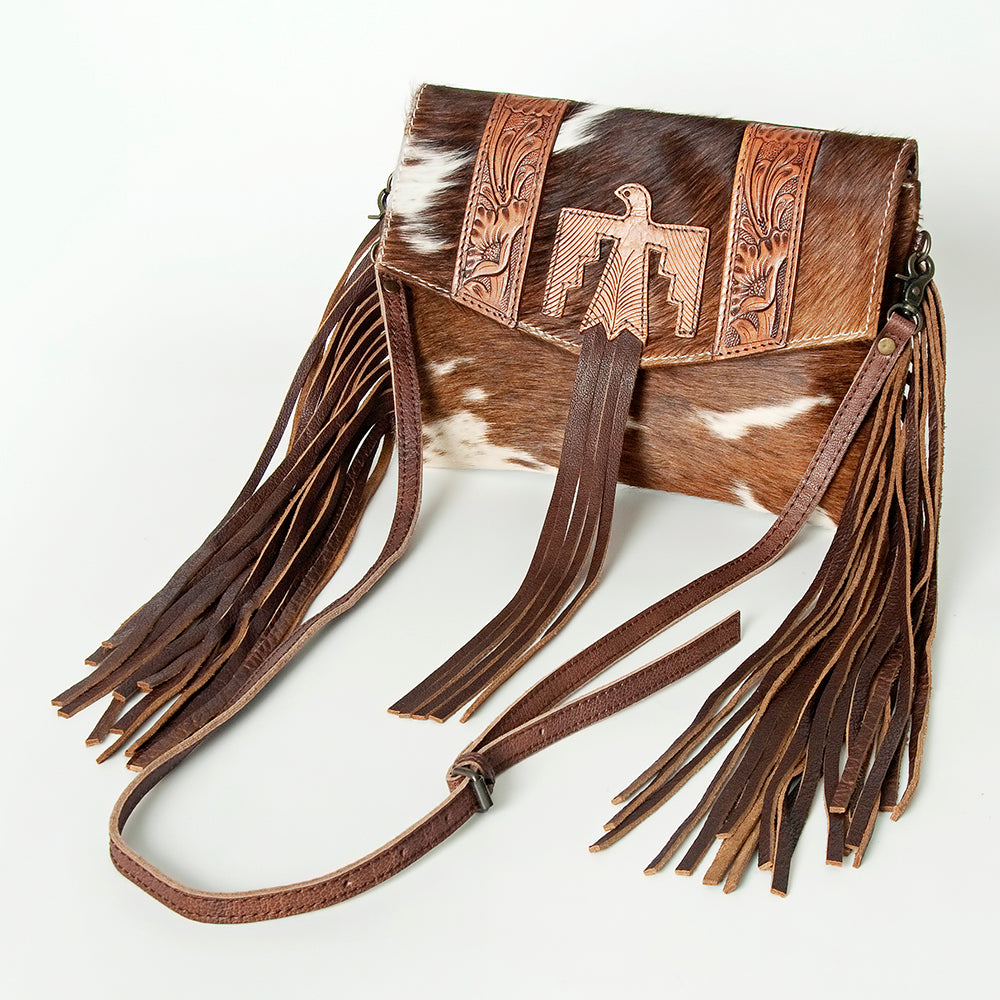 American Darling Envelope Hand Tooled Hair Genuine Leather Western Women Bag Handbag Purse | for Cute