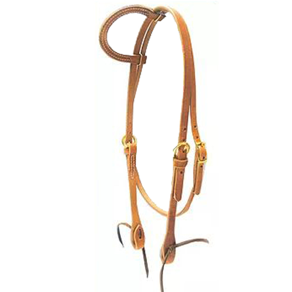 Hilason Single Ear Horse Headstall W/ Throat Laced Cheeks Tan