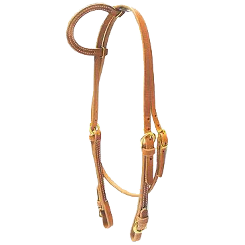 Hilason Single Ear Horse Headstall W/ Buckle Ends Tan