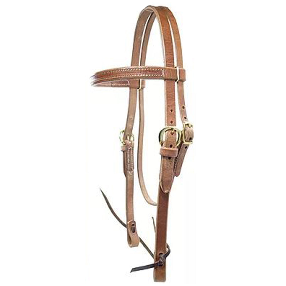 3/4 in Hilason Straight Browband Horse Headstall Laced Cheeks Brown