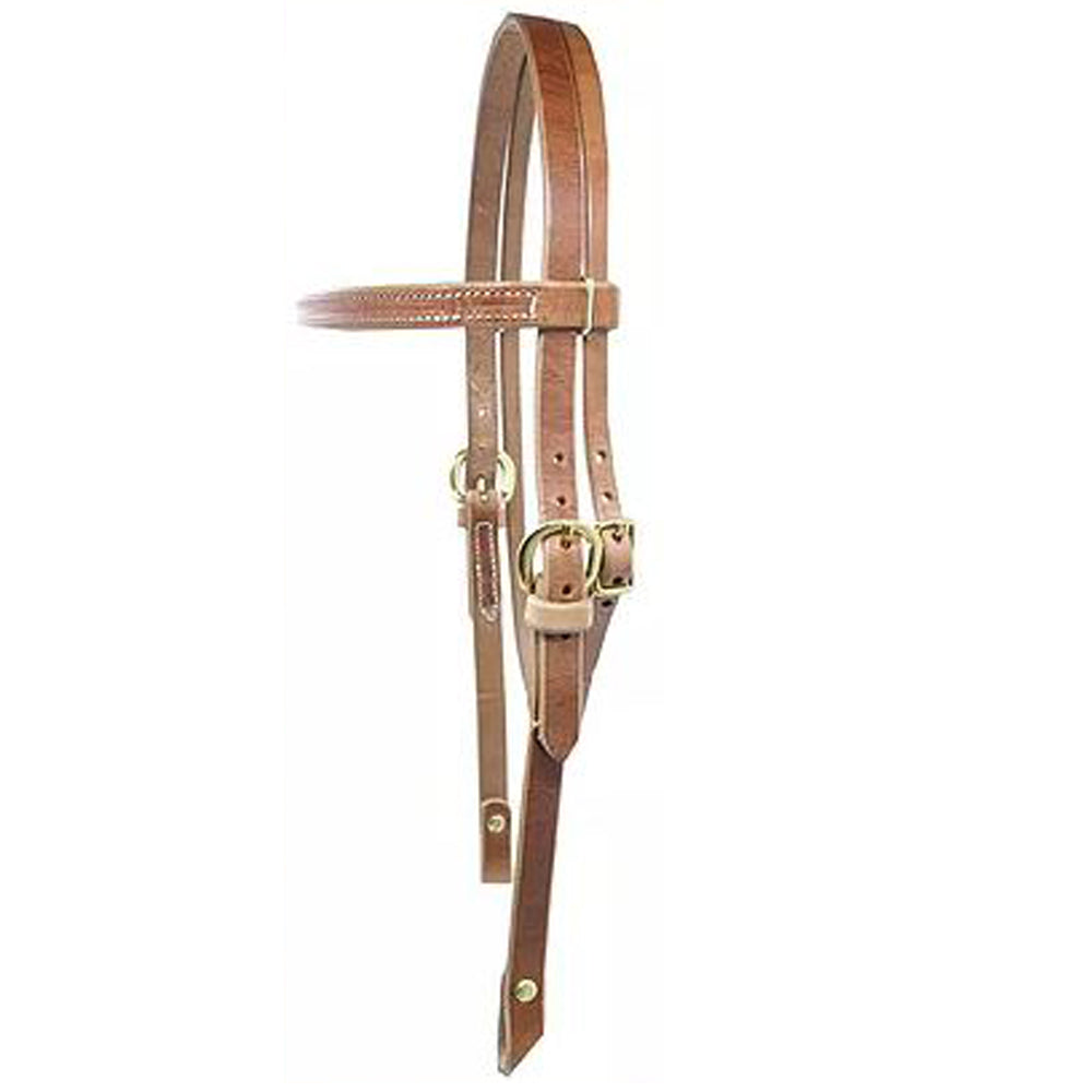 3/4 in Hilason Straight Browband Horse Headstall Chicago Screw Cheeks Brown