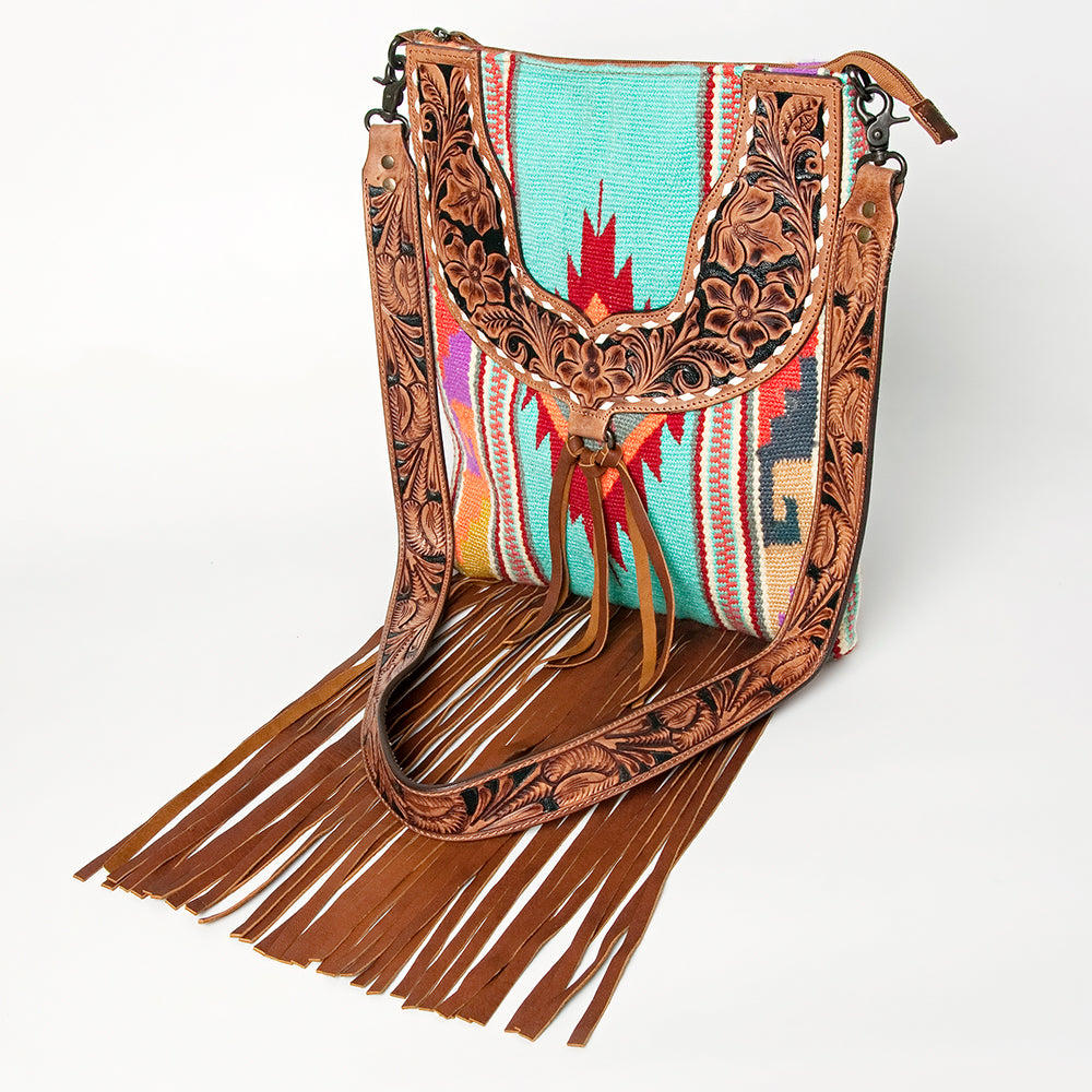 American Darling Large Crossbody Hand Tooled Saddle Blanket Genuine Leather Western Women Bag Handbag Purse | for Cute