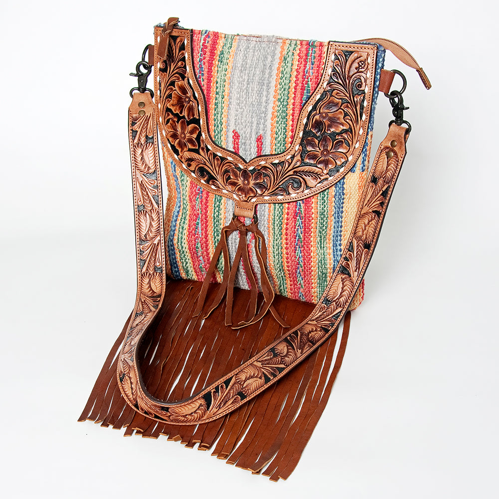 American Darling Large Crossbody Hand Tooled Saddle Blanket Genuine Leather Western Women Bag Handbag Purse | for Cute