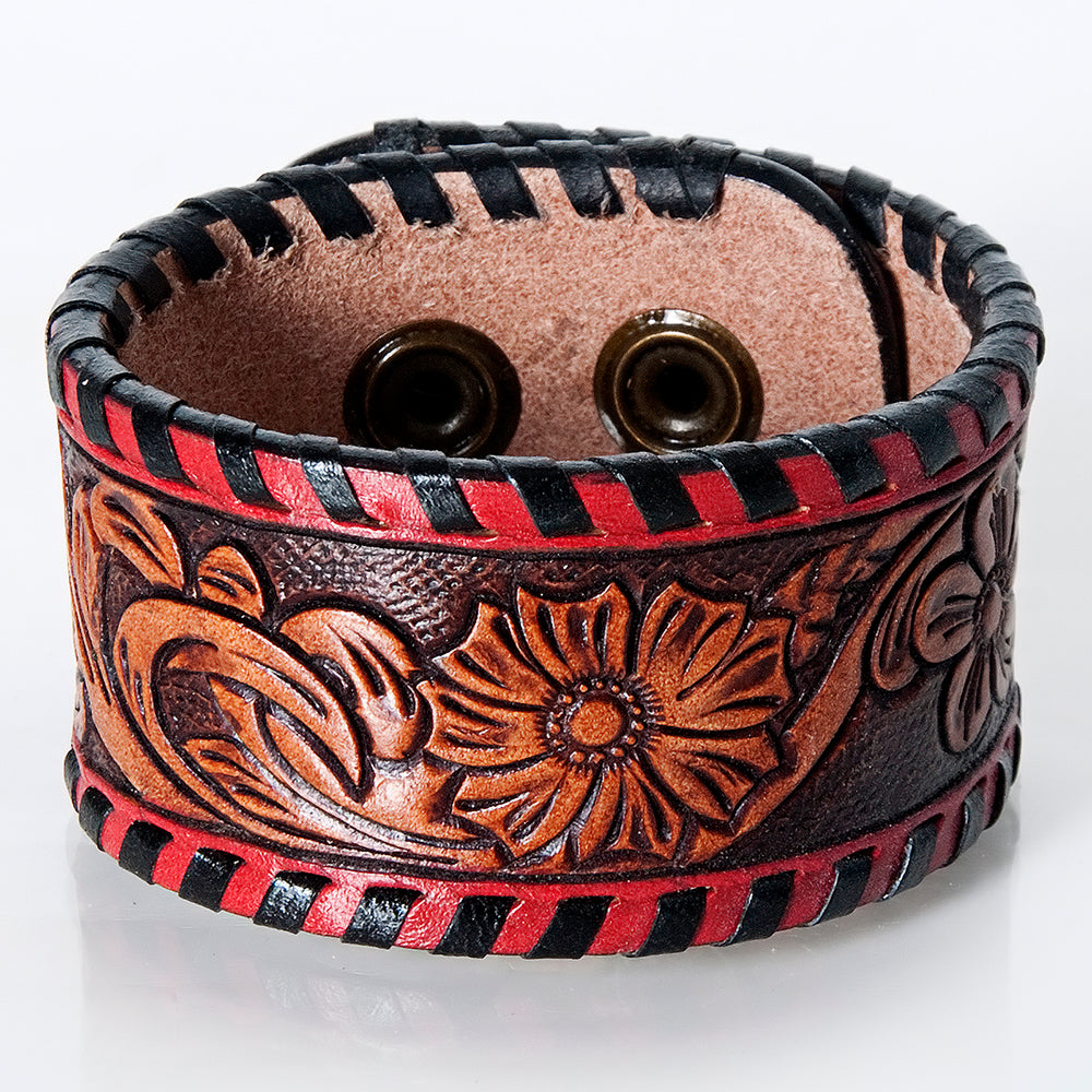 American Darling ADBRF166 Hand tooled carved Genuine Leather Bracelet women