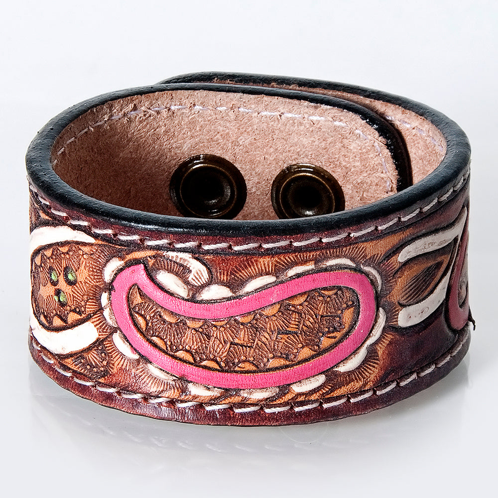 American Darling ADBRF168 Hand tooled carved Genuine Leather Bracelet women