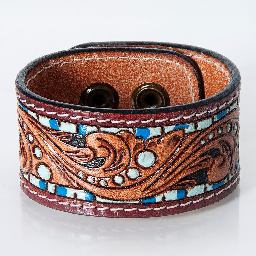 American Darling ADBRF170 Hand tooled carved Genuine Leather Bracelet women