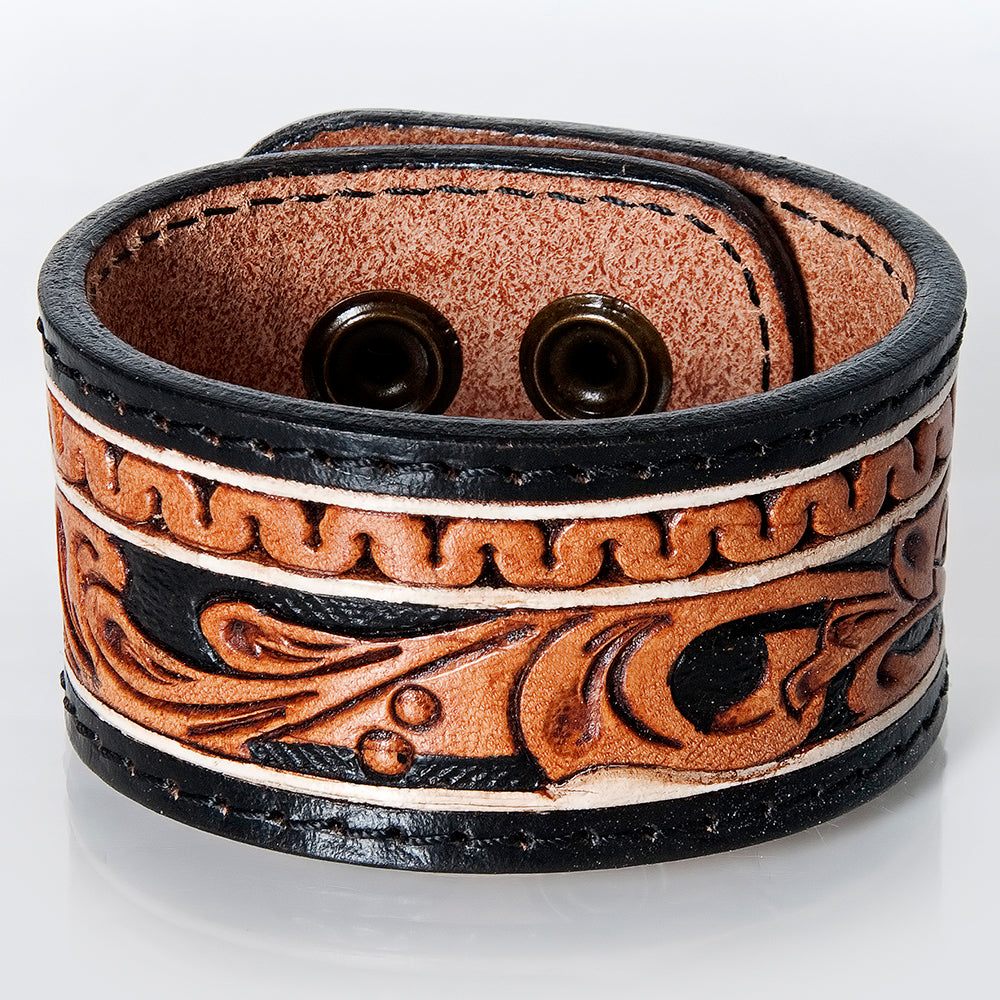 American Darling ADBRF171 Hand tooled carved Genuine Leather Bracelet women