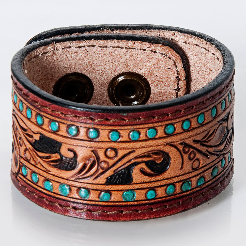 American Darling ADBRF172 Hand tooled carved Genuine Leather Bracelet women
