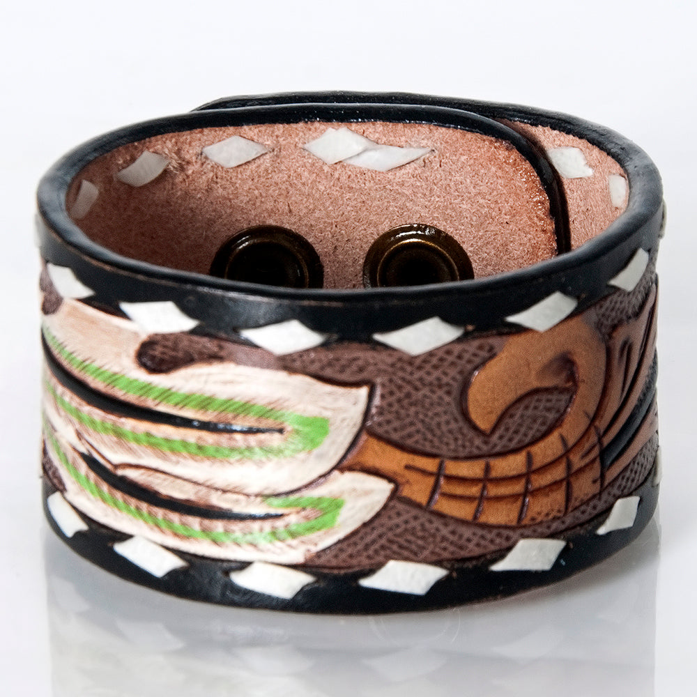 American Darling ADBRF179 Hand tooled carved Genuine Leather Bracelet women