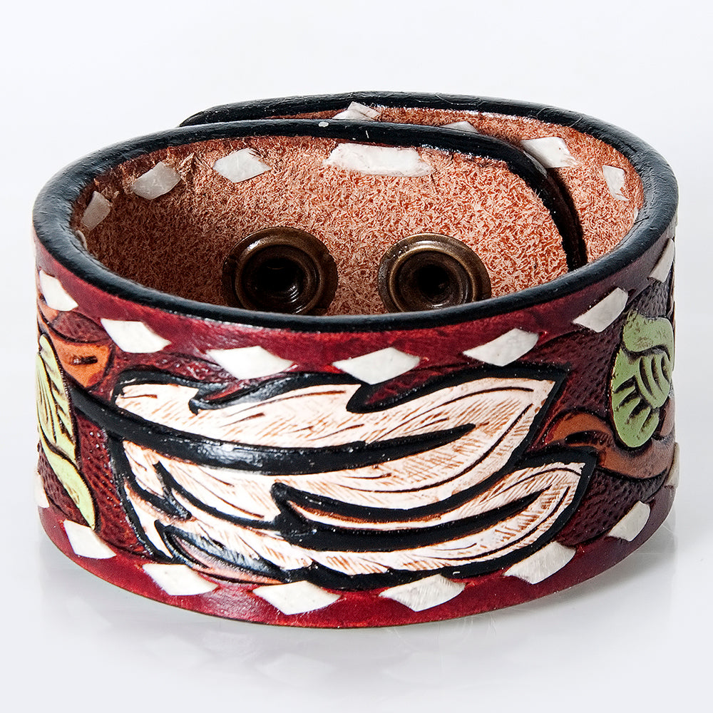 American Darling ADBRF180 Hand tooled carved Genuine Leather Bracelet women