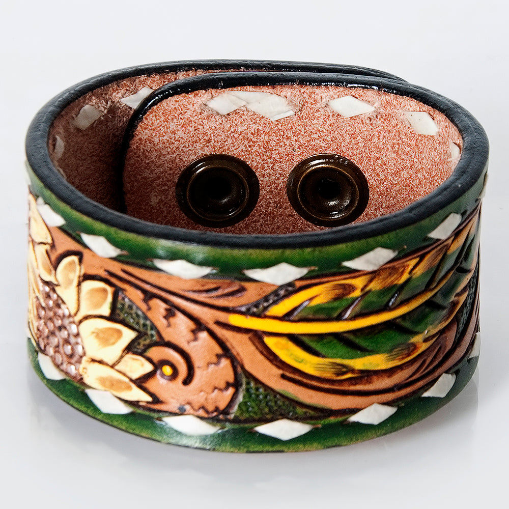 American Darling ADBRF184 Hand tooled carved Genuine Leather Bracelet women