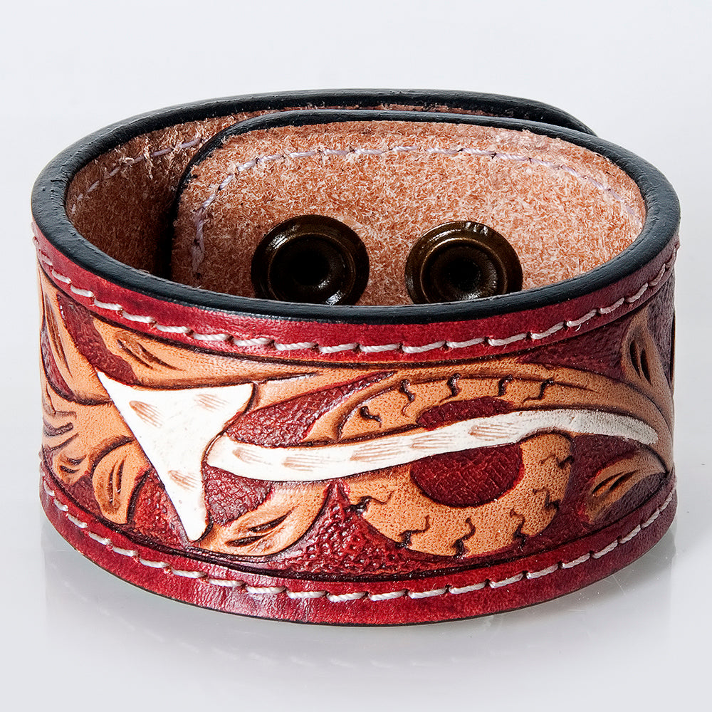 American Darling ADBRF185 Hand tooled carved Genuine Leather Bracelet women