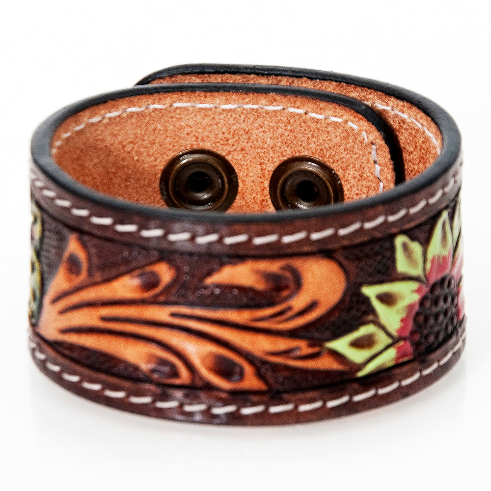 American Darling ADBRF186 Hand tooled carved Genuine Leather Bracelet women