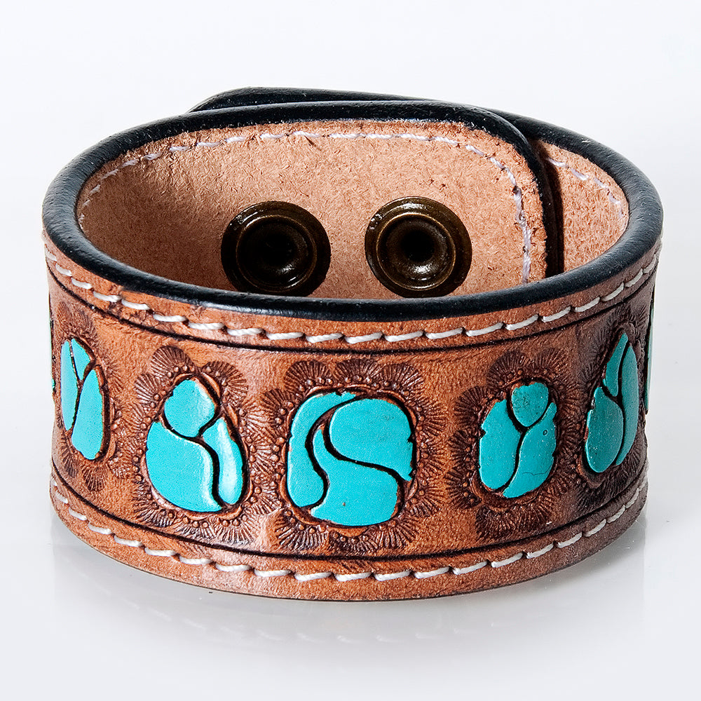 American Darling ADBRF188 Hand tooled carved Genuine Leather Bracelet women