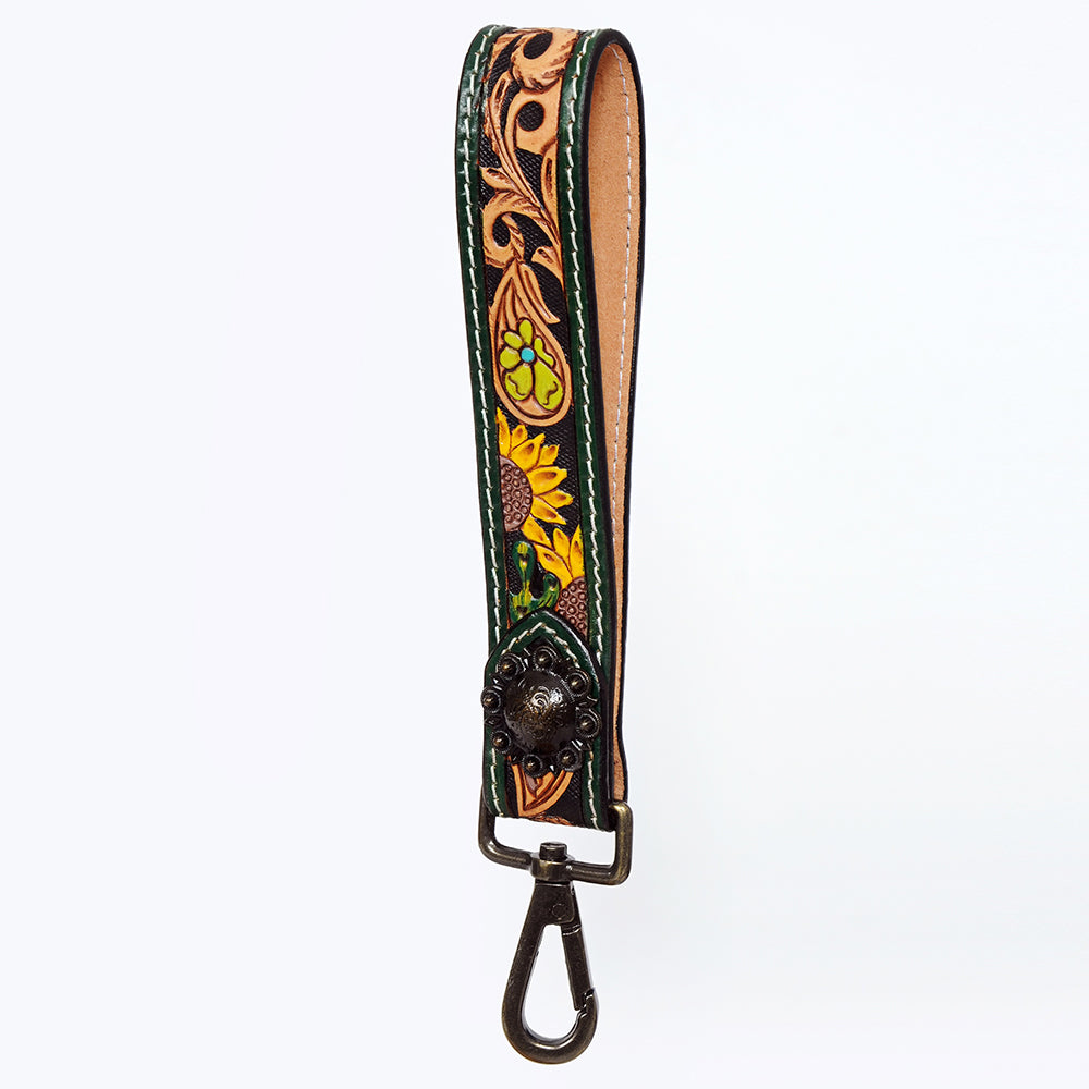 American Darling ADWSF112 Hand Tooled Genuine Leather Handle Strap For Wristlet Bags