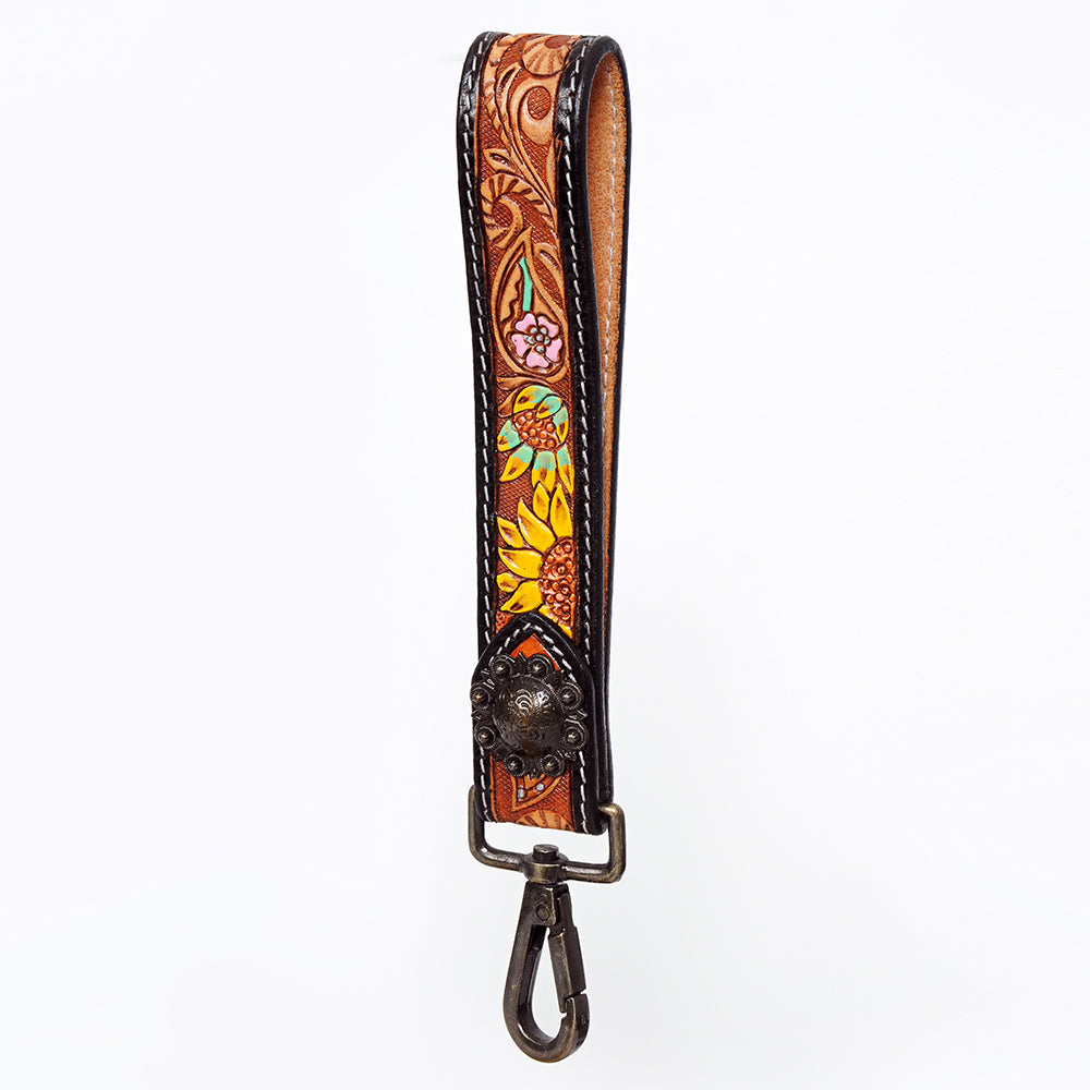 American Darling ADWSF115 Hand Tooled Genuine Leather Handle Strap For Wristlet Bags