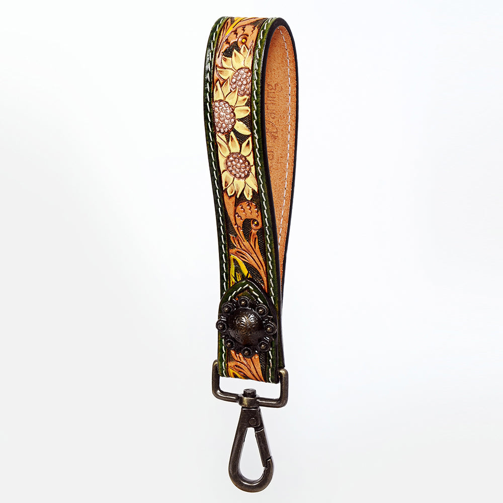American Darling ADWSF121 Hand Tooled Genuine Leather Handle Strap For Wristlet Bags