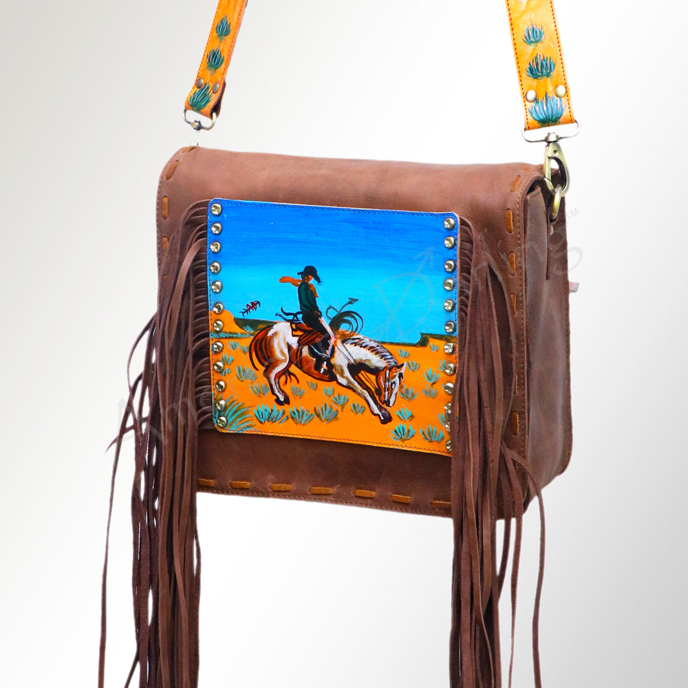 American Darling Crossbody Hand Painted Full Grain Genuine Leather Western Women Bag Handbag Purse