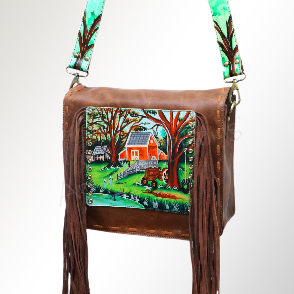 American Darling Crossbody Hand Painted Full Grain Genuine Leather Western Women Bag Handbag Purse