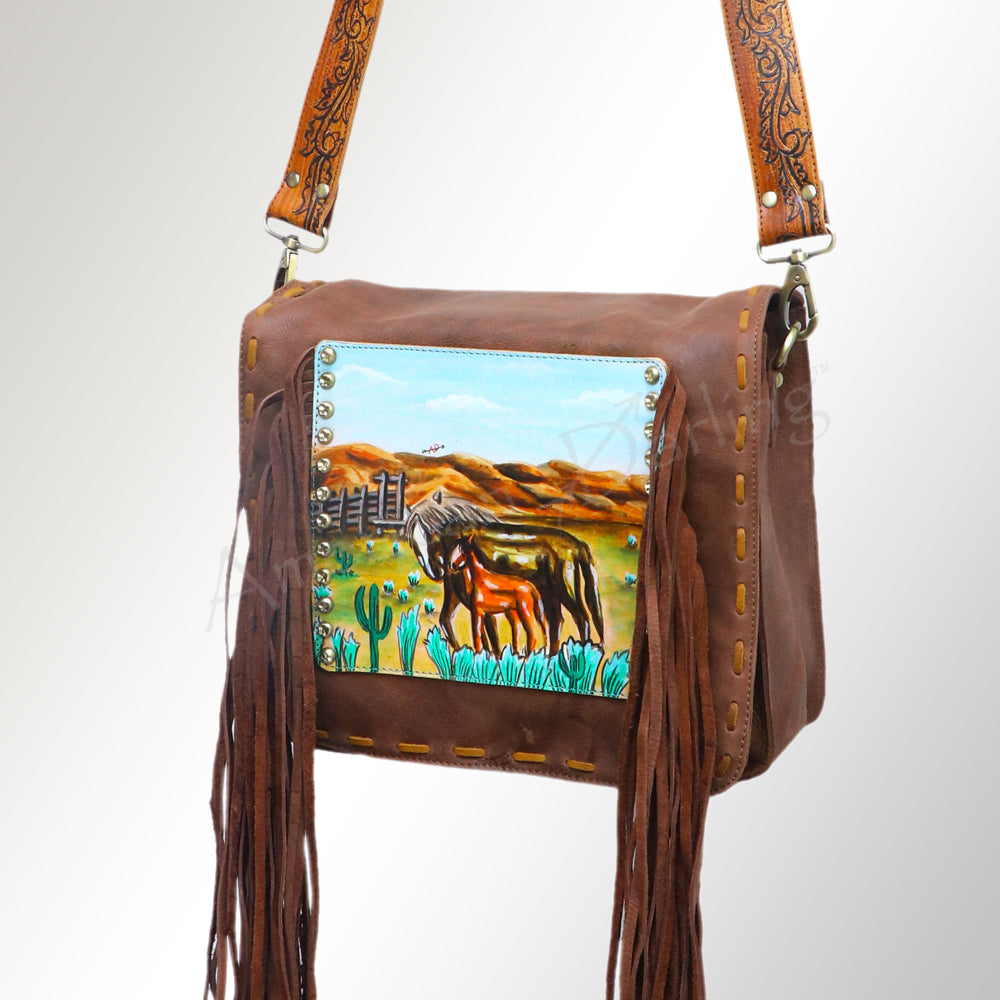 American Darling Crossbody Hand Painted Full Grain Genuine Leather Western Women Bag Handbag Purse