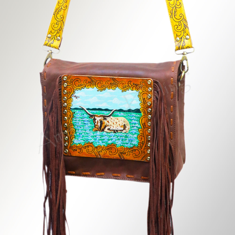 American Darling Crossbody Hand Painted Full Grain Genuine Leather Western Women Bag Handbag Purse
