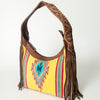 American Darling Hobo Bag for Women, Hand Tooled Floral Leather & Hair-On Cowhide Western Purse with Fringes & YKK Zipper