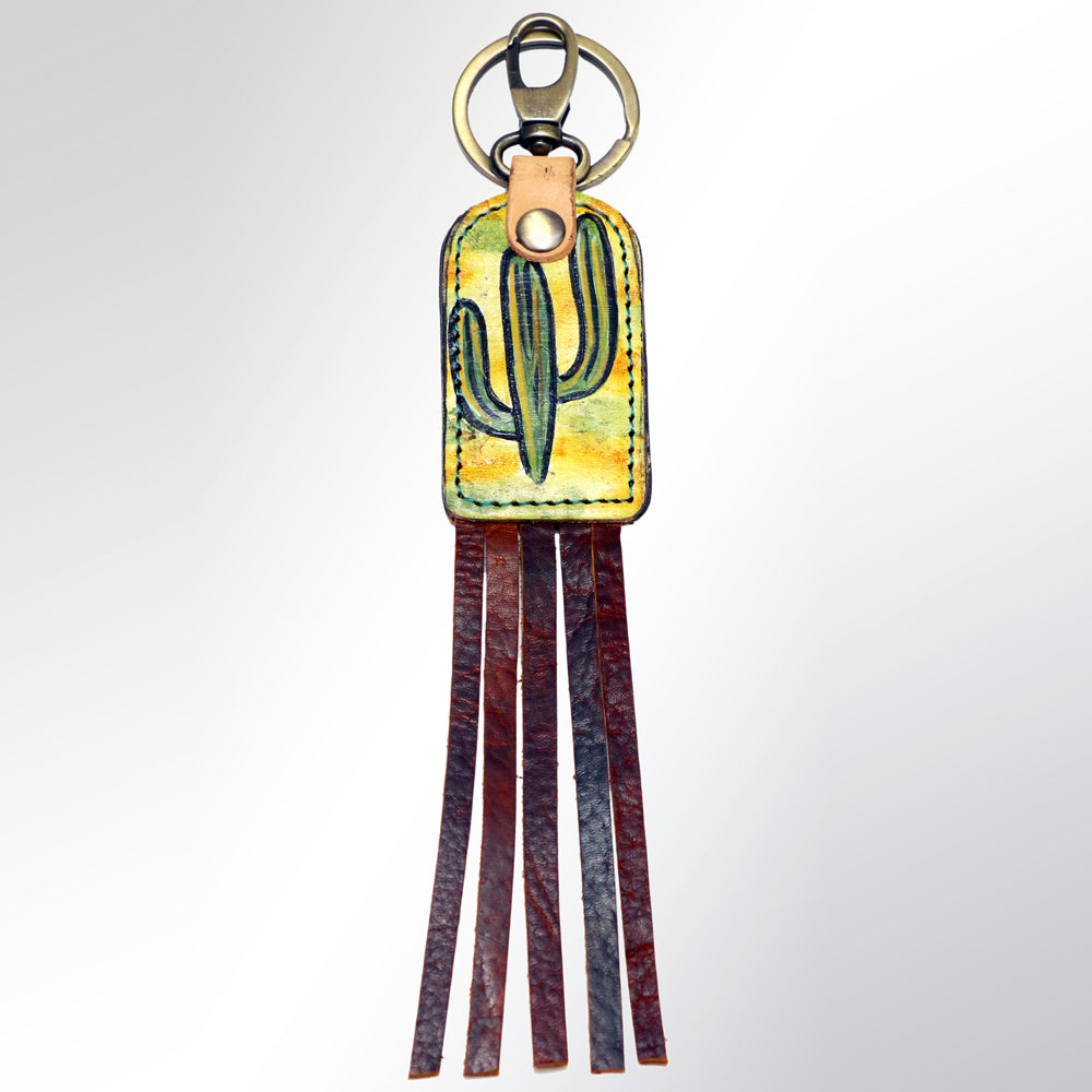 American Darling ADKRM102 Hand Tooled Carved Genuine Leather Keyring