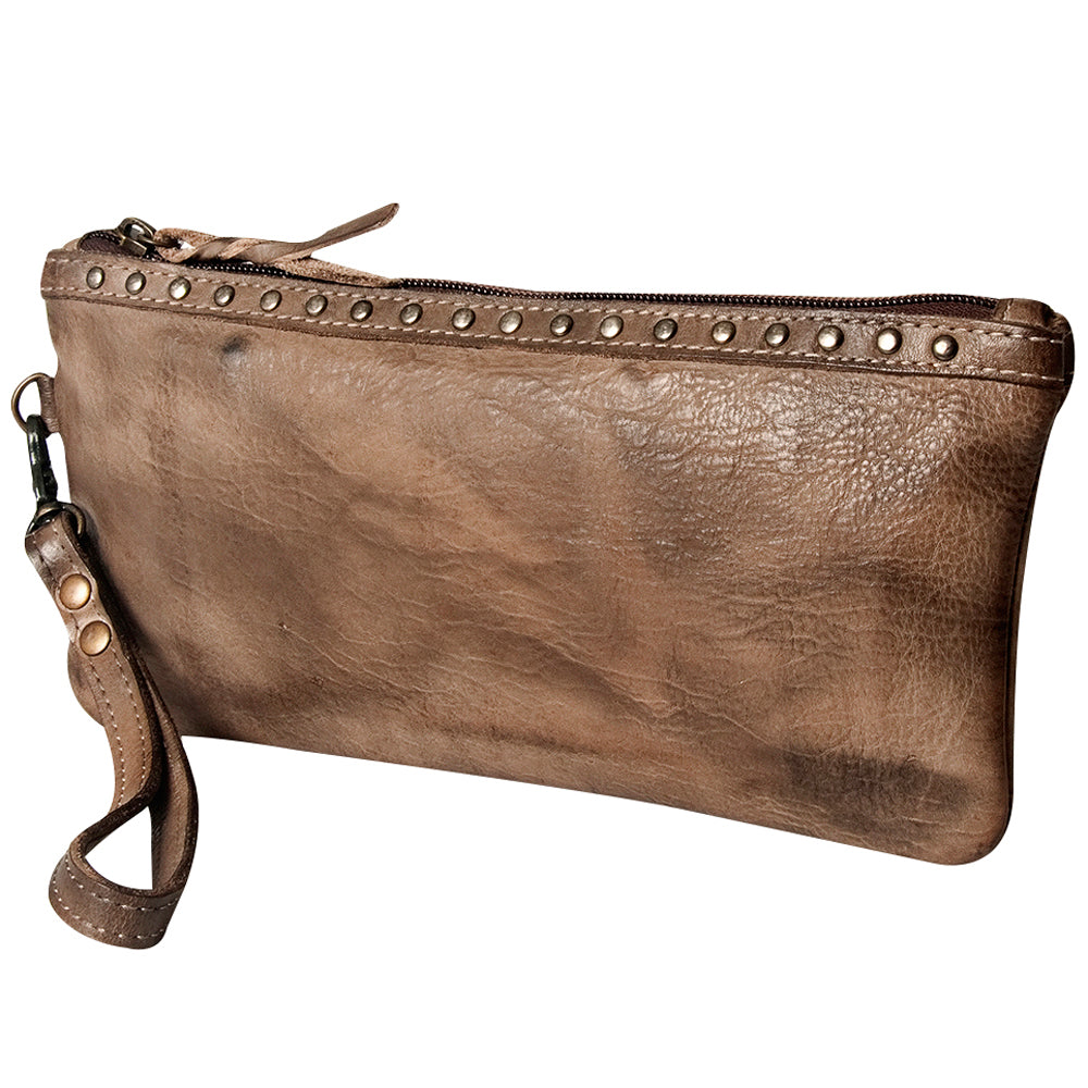 Never Mind Nmbg101B Wristlet Vintage Handmade Genuine Cowhide Leather Women Bag Western Handbag Purse