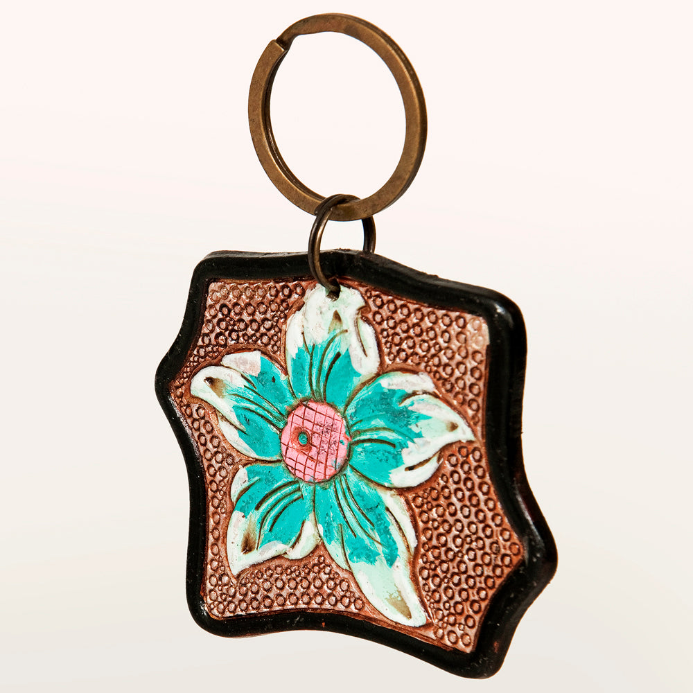 American Darling ADKR179 Hand Tooled Carved Genuine Leather Keyring