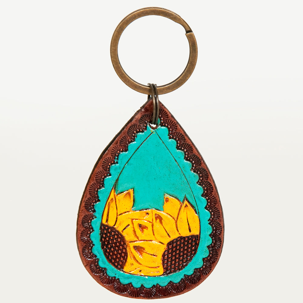 American Darling ADKR185 Hand Tooled Carved Genuine Leather Keyring