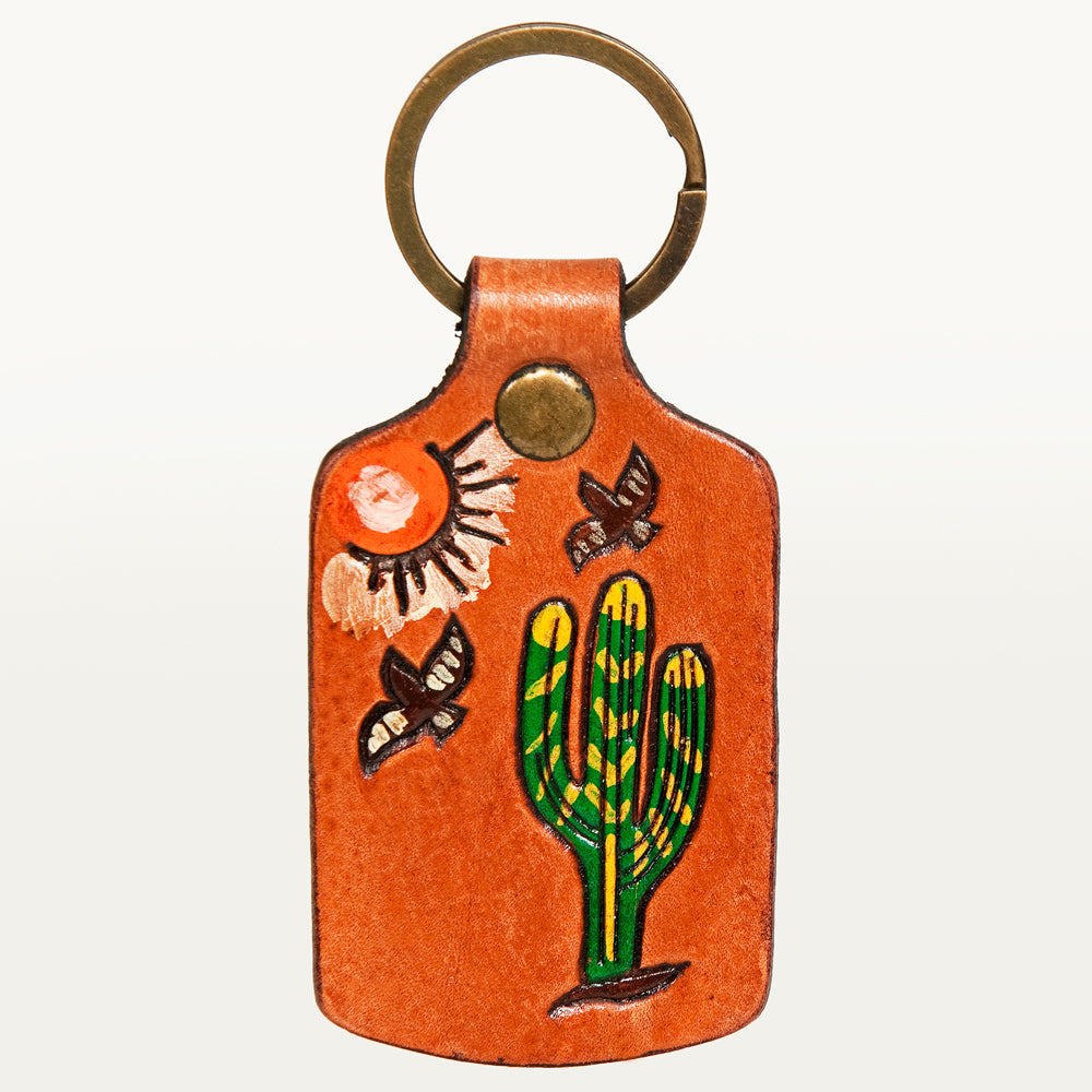 American Darling ADKR192 Hand Tooled Carved Genuine Leather Keyring