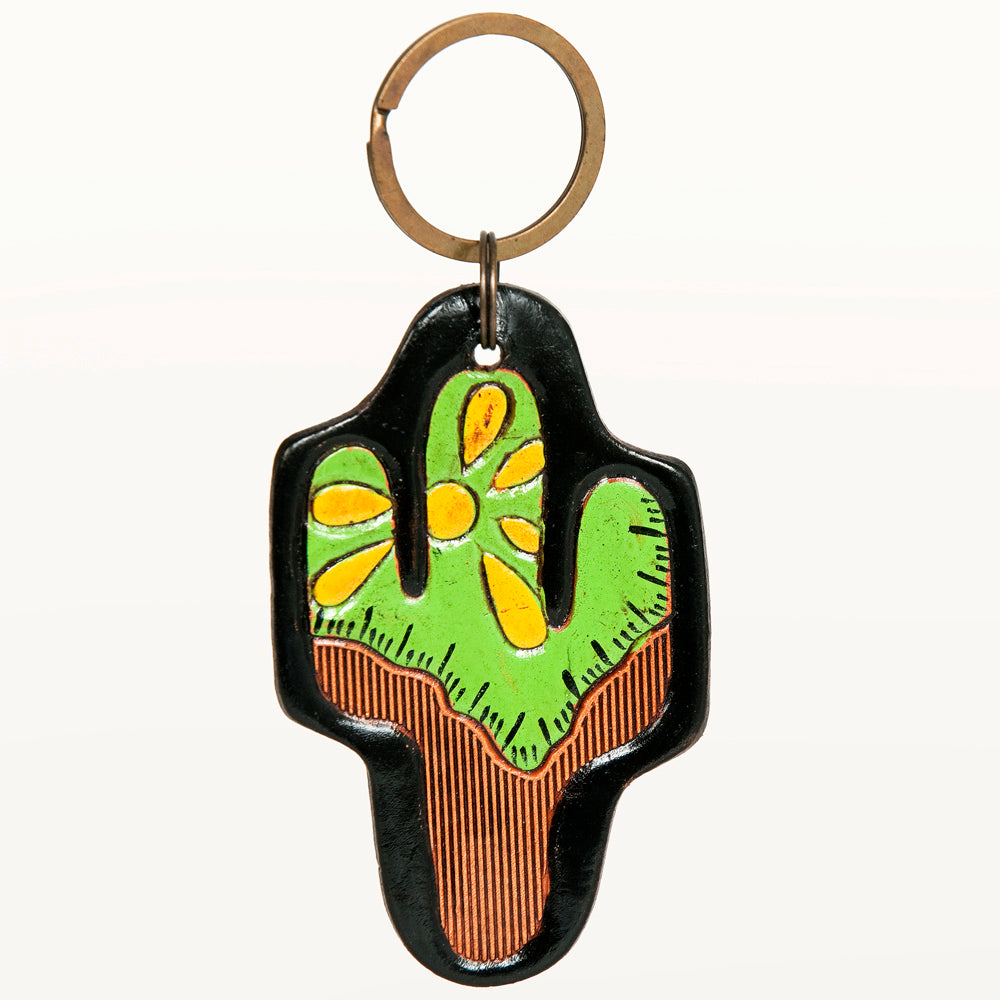 American Darling ADKR197 Hand Tooled Carved Genuine Leather Keyring
