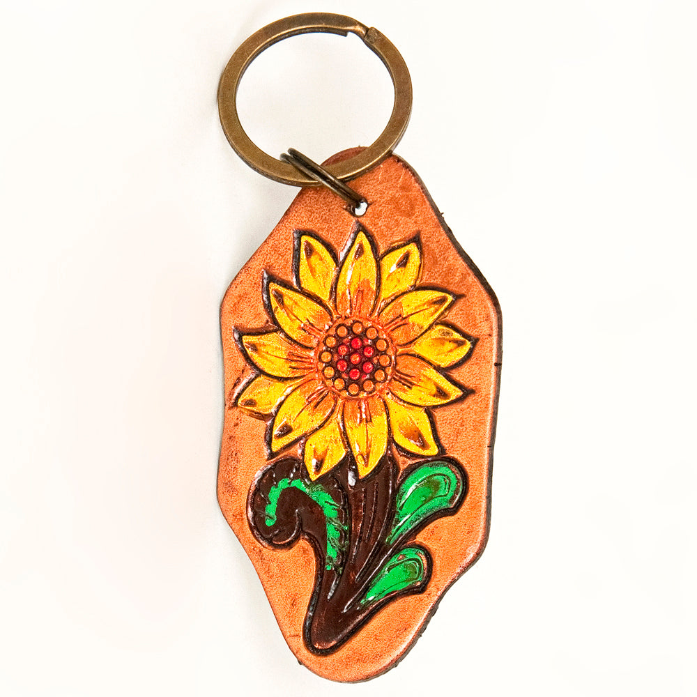 American Darling ADKR201 Hand Tooled Carved Genuine Leather Keyring