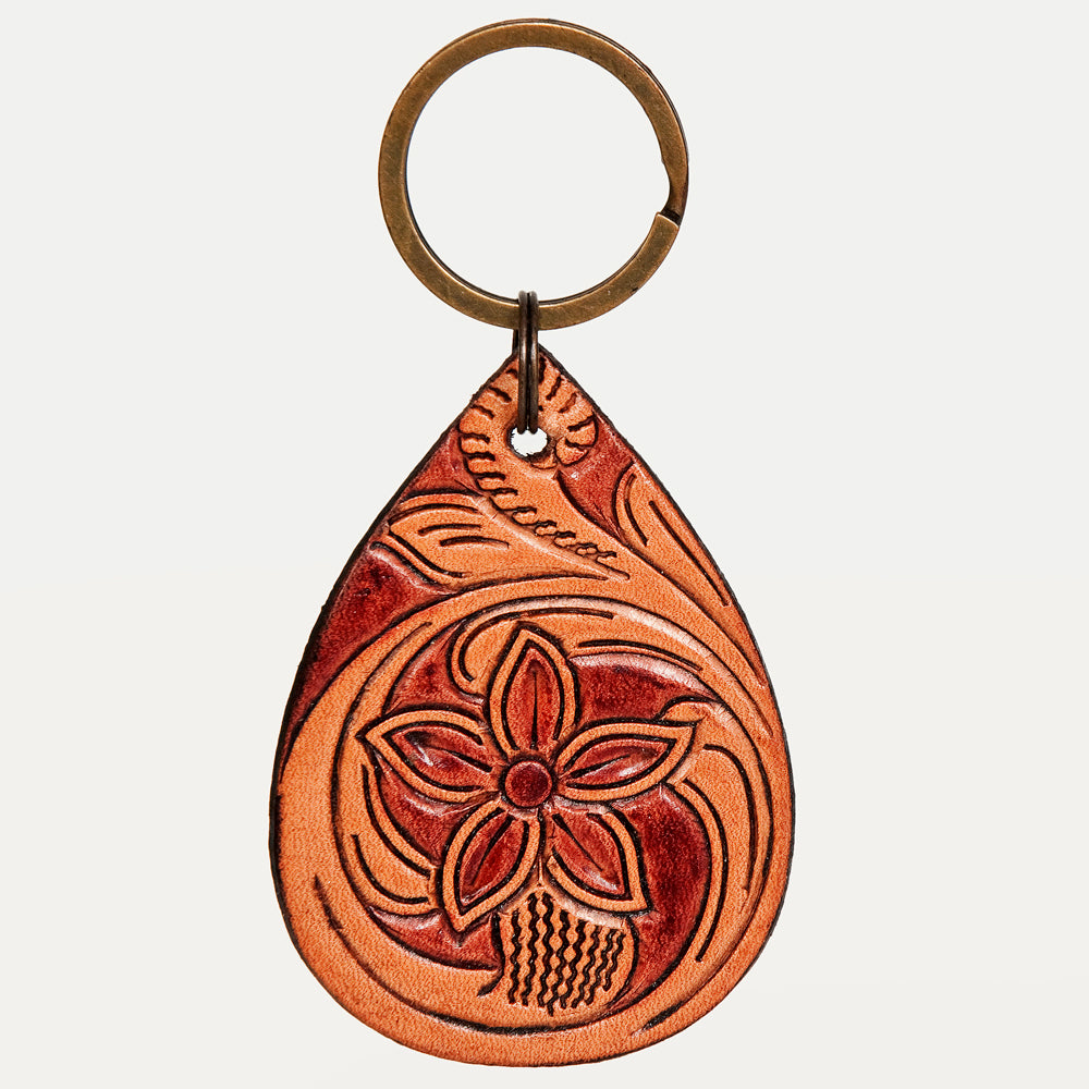 American Darling ADKR205 Hand Tooled Carved Genuine Leather Keyring